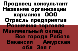 Продавец-консультант › Название организации ­ 5карманов, ООО › Отрасль предприятия ­ Розничная торговля › Минимальный оклад ­ 35 000 - Все города Работа » Вакансии   . Амурская обл.,Зея г.